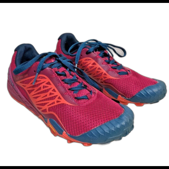Merrell Women’s 8.5 Red All Out Terra Light Wash Walking Trail Running Shoes - Picture 1 of 10